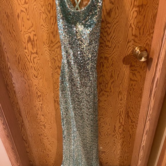 House of Maguie Brightest Days Aqua Sequin Dress - Picture 3 of 3